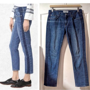 Derek Lam 10 Crosby | Mila Distressed Mid-Rise Girlfriend Jeans in Patchwork